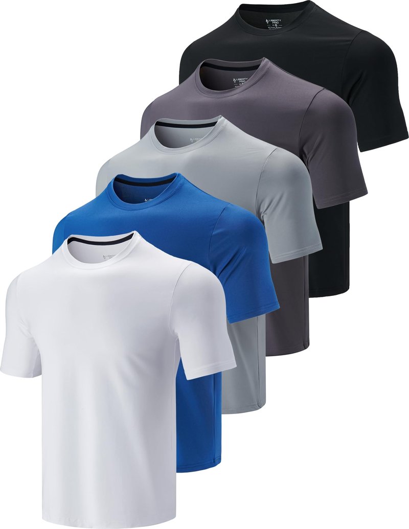 5 Pack Men’s Active Quick Dry Crew Neck T Shirts | Athletic Running Gym Workout Short Sleeve Tee Tops Bulk (Set 6, 4X-Large)