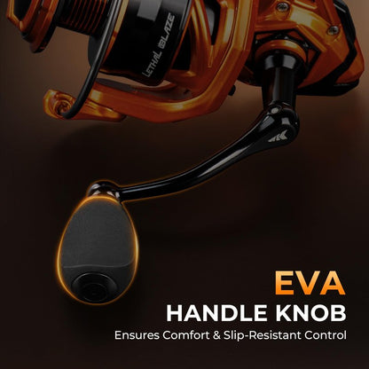 KastKing Lethal Blaze Spinning Fishing Reel, 17.6LBs Max Drag, 5.2:1 Gear Ratio, Ultra-Smooth Freshwater & Inshore Spinning Reel, CNC Aluminum Spool, Ideal for Bass & Trout Fishing