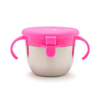 Munchkin® Snack+™ Stainless Steel Snack Catcher Cup with Lid, 9 Ounce, Pink, 1 Pack
