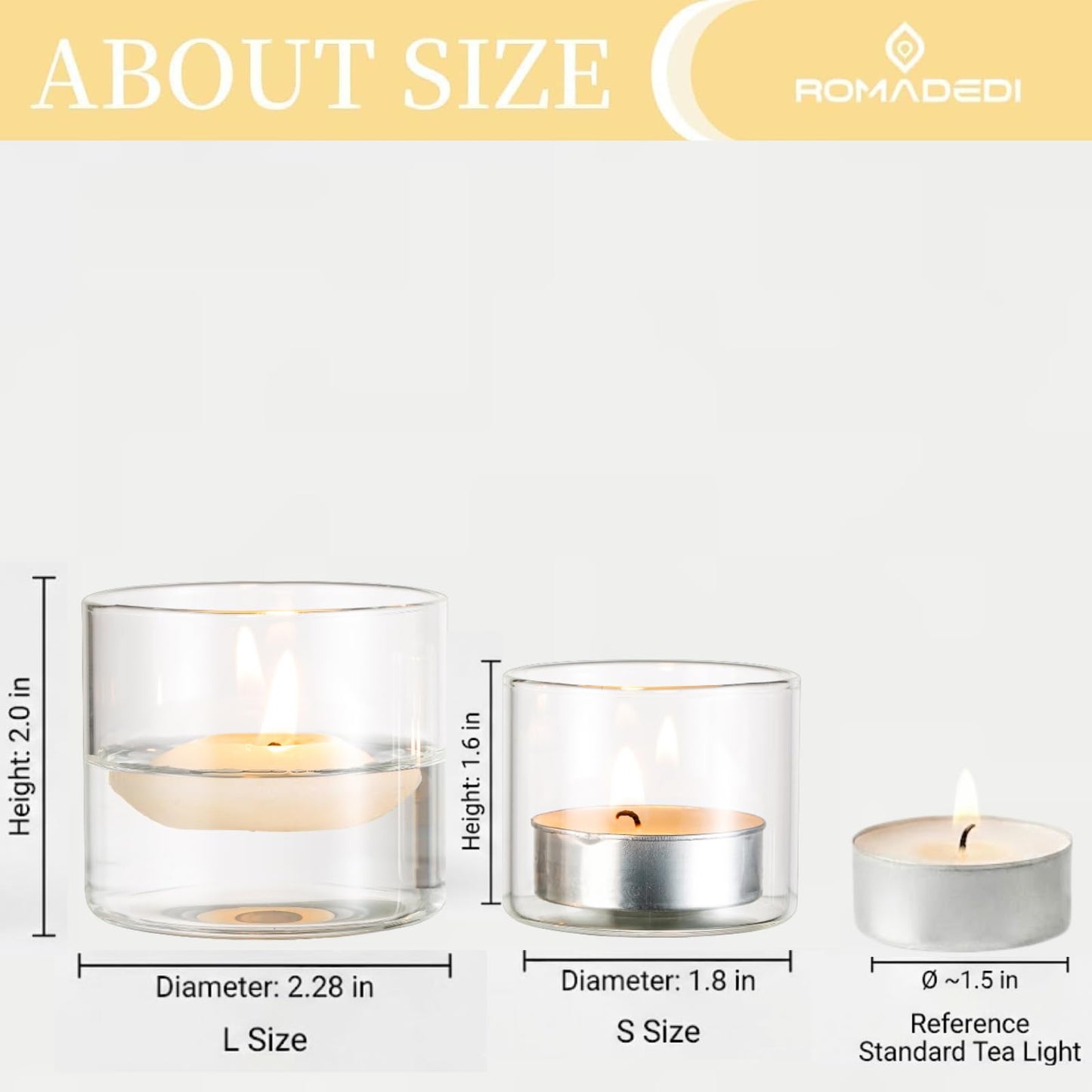 Romadedi Clear Tealight Candle Holder - Glass Votive Table Bulk Small Wedding Decor Centerpiece Floating Tea Lights for Christmas Party Birthday Home Pack of 12