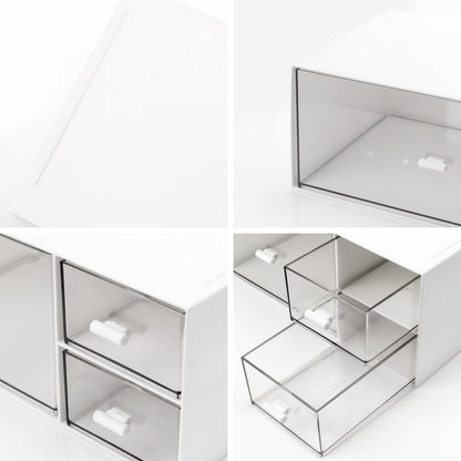 Desk Organizer Stackable Storage Drawers with 3 Compartments Stackable Drawers Great for Desk Storage, Makeup Storage Bathroom Organization Accessories Etc (White)