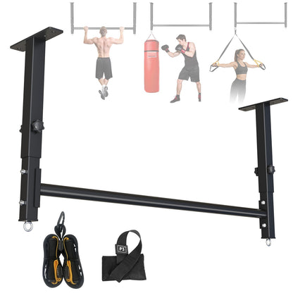 48'' Ceiling Mounted Pull Up Bar, 700 LBS 5-Level Adjustable Heavy Duty Chin Up Bar for Home Gym, Garage, Basement, Ideal for Pull Ups & Body Stretching