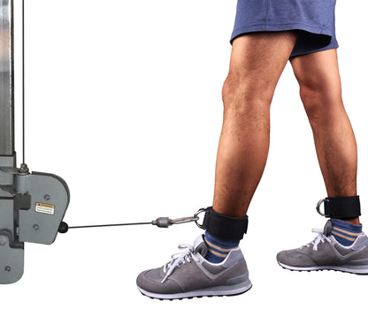 Techion 1 Pair of Fitness Ankle Straps for Cable Machine - Double D-Ring, Adjustable Comfort fit Neoprene - for Men and Women - Black