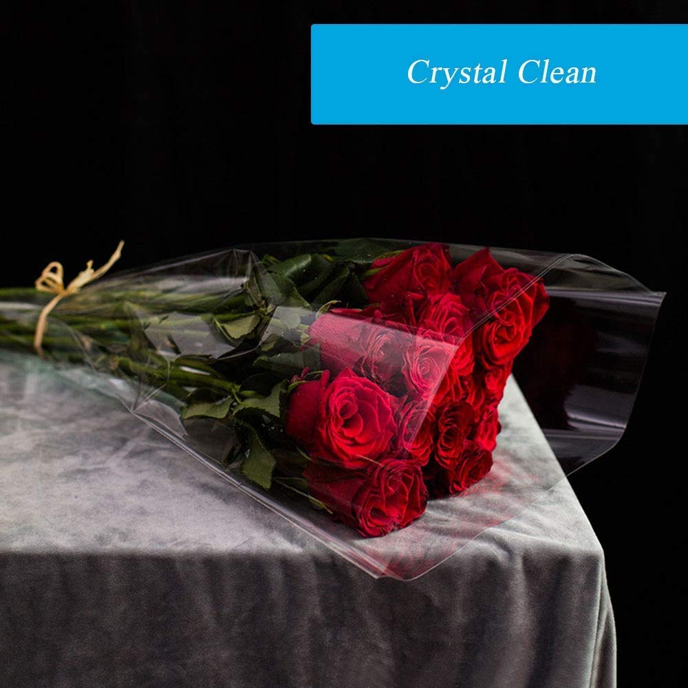 JOYIT 100 ft Clear Cellophane Wrap Roll (31.5 in x 100 ft) - 3 Mil Thicken Cellophane Roll,Cellophane Bags Large,Wrapping Paper for Flower Gift Baskets Wrap (31.5" fold into 16")