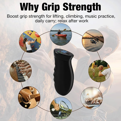Hiyoga Digital Grip Strength Trainer, 0–440 lb Hand Gripper Strengthener with Real-Time Display (No Sound), 2 Modes: Test & Smart Vibration, Ergonomic Hand Grip & Forearm Strengthener, USB-C Rechargeable Hand Exerciser (Black)
