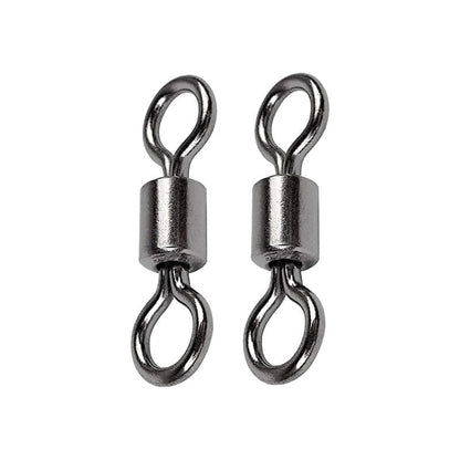 QISHUO Stainless Steel Swivels Fishing Lure Barrel Saltwater Swivel Fishing Strength Quick Change Fishing Swivels Rolling Black Nickel, 25pcs, 221lbs