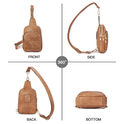Telena Crossbody Sling Bags for Women, PU Leather Fanny Packs Cross Body Bag for Woman