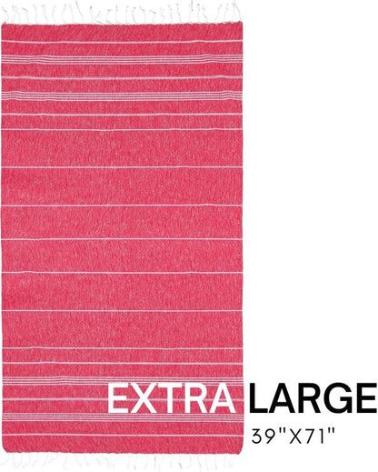 Turkish Beach Towel - Quick Dry, Sand-Free, Lightweight | Large 39" x 71" - Red & Black