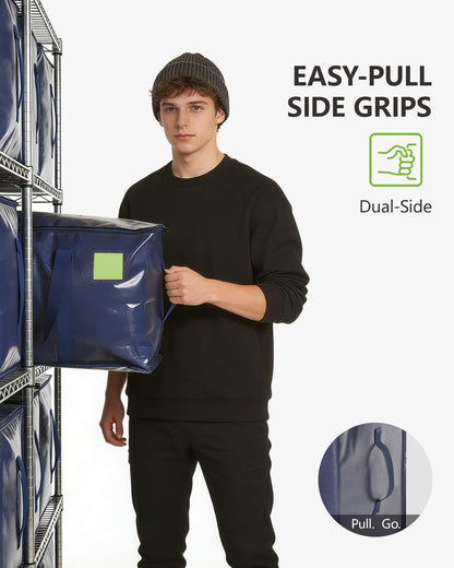 DAYSEON Heavy Duty Moving Bags Extra Large, Premium Storage Bags with Durable Zippers, Reinforced Handles, Moving Supplies for Clothes, Bedding, College Dorm Essentials, 8 Pack Blue