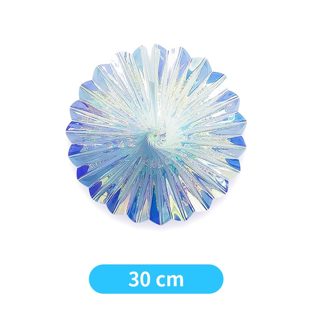 Hanging Decorations Shiny Iridescent Folding Snowflake Fans Rainbow Shine for/Birthday/Christmastree/New Year/Baby Shower/Wedding Party/Shopwindow Supplies (3pcs Fan)