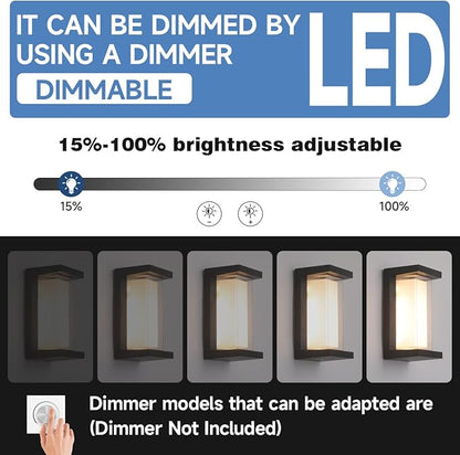 Exterior Wall Lighting,15%-100% Dimmable Indoor Wall Light Fixtures,3000K/4000K/6500K Adjustable,24W Outdoor Porch Light,Waterproof Outdoor Modern Wall Sconce Lights,2160LM Indoor Wall Sconce 4 Pack