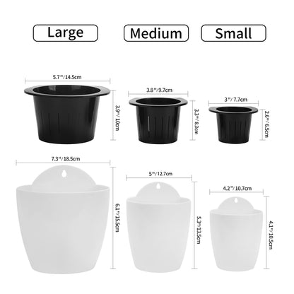 ORIMERC 6 Pack White Self Watering Wall Hanging Planter Pots Vertical Garden Window Mount Indoor Outdoor Plant Flower Basket Kitchen Herbs Balcony Railing Shelf Fence Bedroom Trellis Decor(Small)