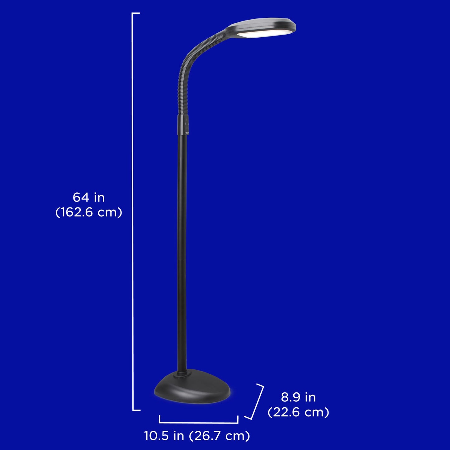 Verilux SmartLight Full Spectrum LED Modern Floor Lamp with Adjustable Brightness, Flexible Gooseneck and Easy Controls - Reduces Eye Strain and Fatigue - Ideal for Reading, Artists, Craft (Black)