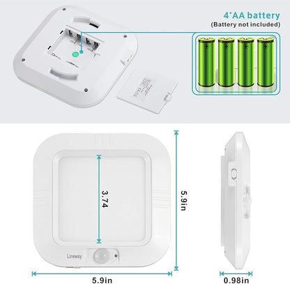 2 Pack Battery Operated Ceiling Light Motion Sensor Shower Light, Wireless Closet Lights 6000K LED Bathroom Shower Lamp, Motion Activated Ceiling Lamp for Bathroom Closet Cabinet(Battery Not Included)