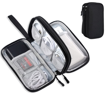 DDgro Travel Accessories Organizer Electronics Pouch for Keeping Certificates Charger/Power Bank/Cables/Mouse/Earphone (Medium, Black)
