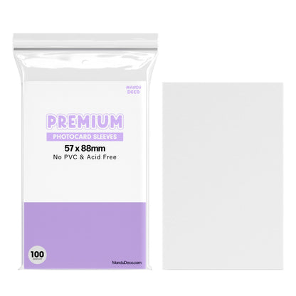 Mandu Deco Kpop Photocard Sleeves Clear Polypropylene Card Protector for Albums Photocards, PVC Free and Acid Free, 100 Sleeves per Pack (57x88mm)
