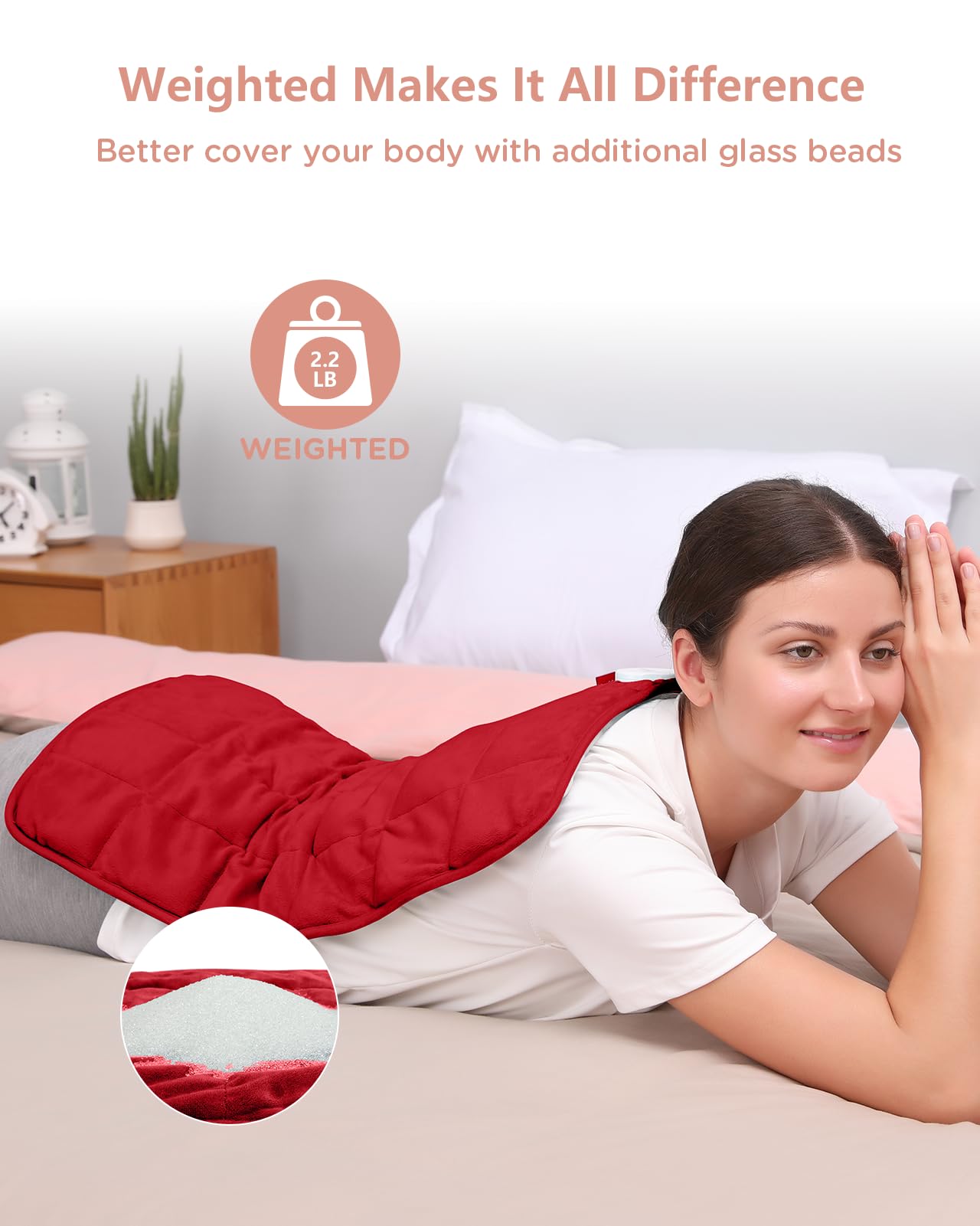 Comfytemp Weighted Heating Pad for Back & Period Cramps, FSA Eligible, Birthday Gifts for Mom Dad Women Men, 2.2lb HSA Electric Heat Pad for Neck Shoulder Pain Relief, 2H Auto-Off Heated Pad, 12x24