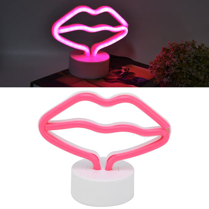 Milltrip Lip Shaped Neon Signs Led Neon Light with Stand USB or Battery Powered Neon Light Lamp for Baby Room Party Home Decor Gifts for Children Baby Room Christmas Wedding Party Decoration