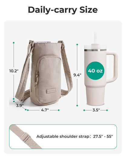 BAGSMART 40oz Magnetic Water Bottle Holder with Strap, Drink Carrier Bag Crossbody Gym Bag, Gym Accessories for Women/Men, Black