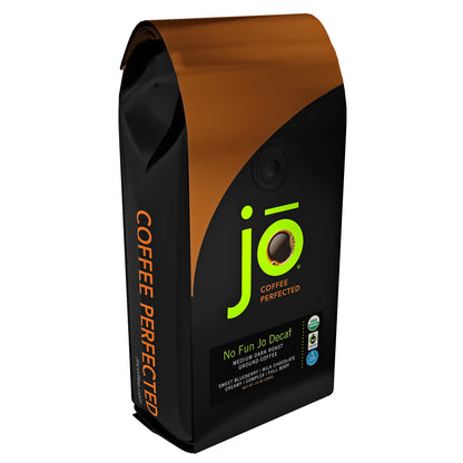 NO FUN JO DECAF: 10 oz, Organic Decaf Ground Coffee, Swiss Water Process, Fair Trade Certified, Medium Dark Roast, 100% Arabica Coffee, USDA Certified Organic, NON-GMO, Chemical & Gluten Free