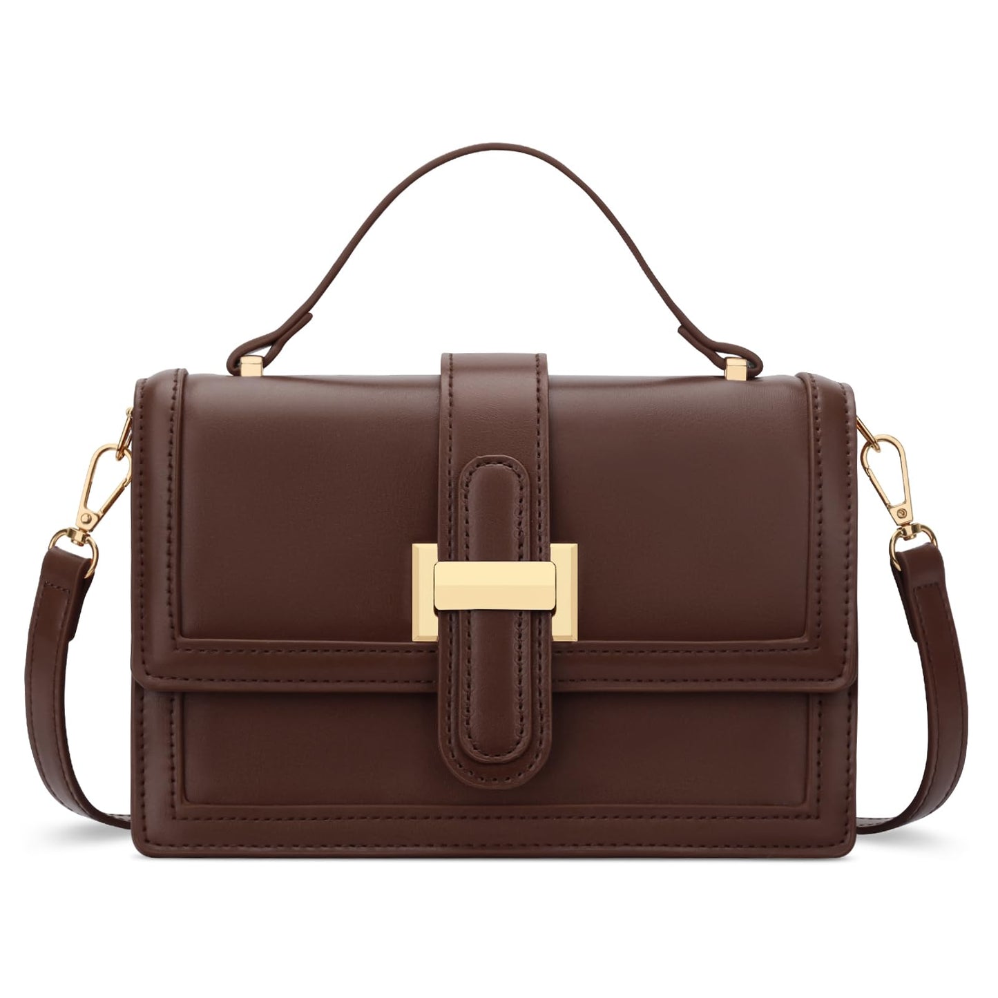 KKXIU Small Purses for Women - Top Handle Crossbody Bag for Women, Leather Lady Handbags Shoulder Clutch with Adjustable Shoulder Strap, Coffee