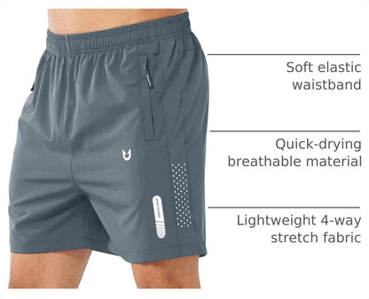 NORTHYARD Men's Athletic Running Shorts Gym Workout 7"/9"/5" Quick Dry Lightweight Sports Basketball Tennis 3 Zipper Pockets COOLGREY-9inch M