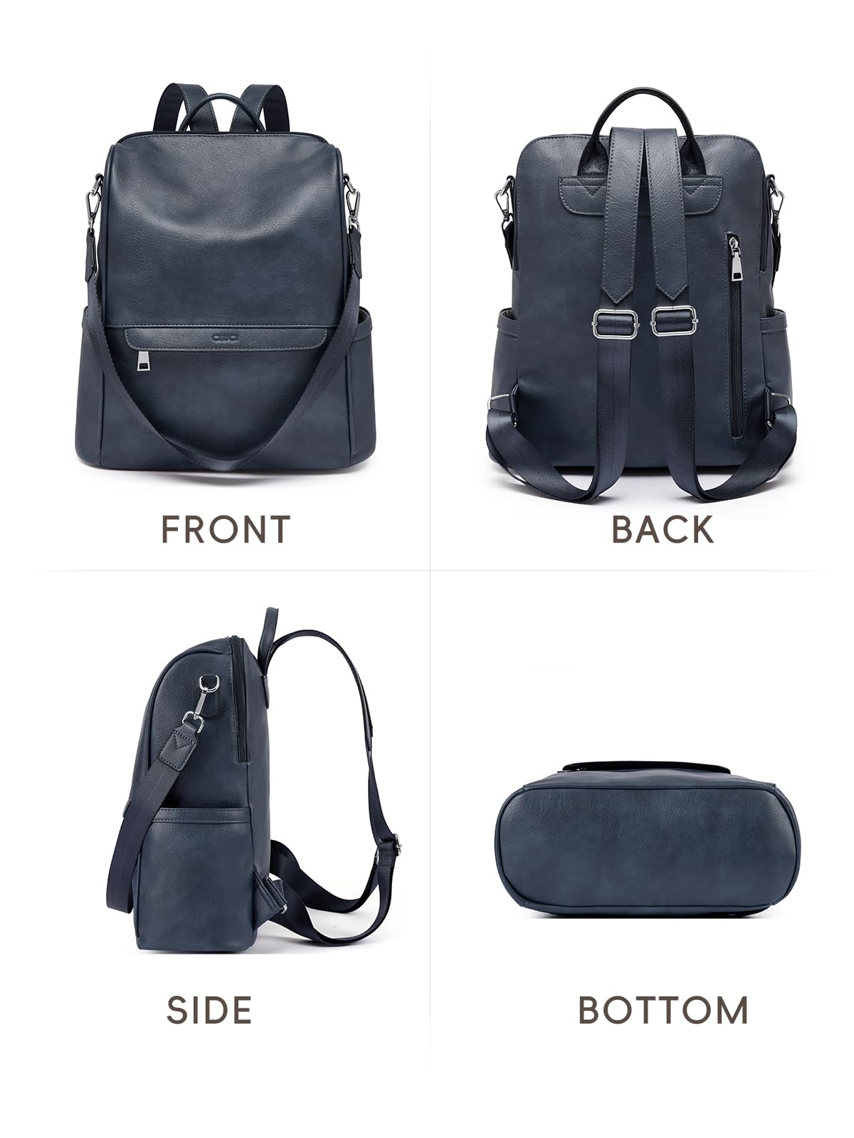 CLUCI Backpack Purse for Women Black Leather Anti-Theft Large Fashion Designer Travel Bag Ladies Shoulder Bags