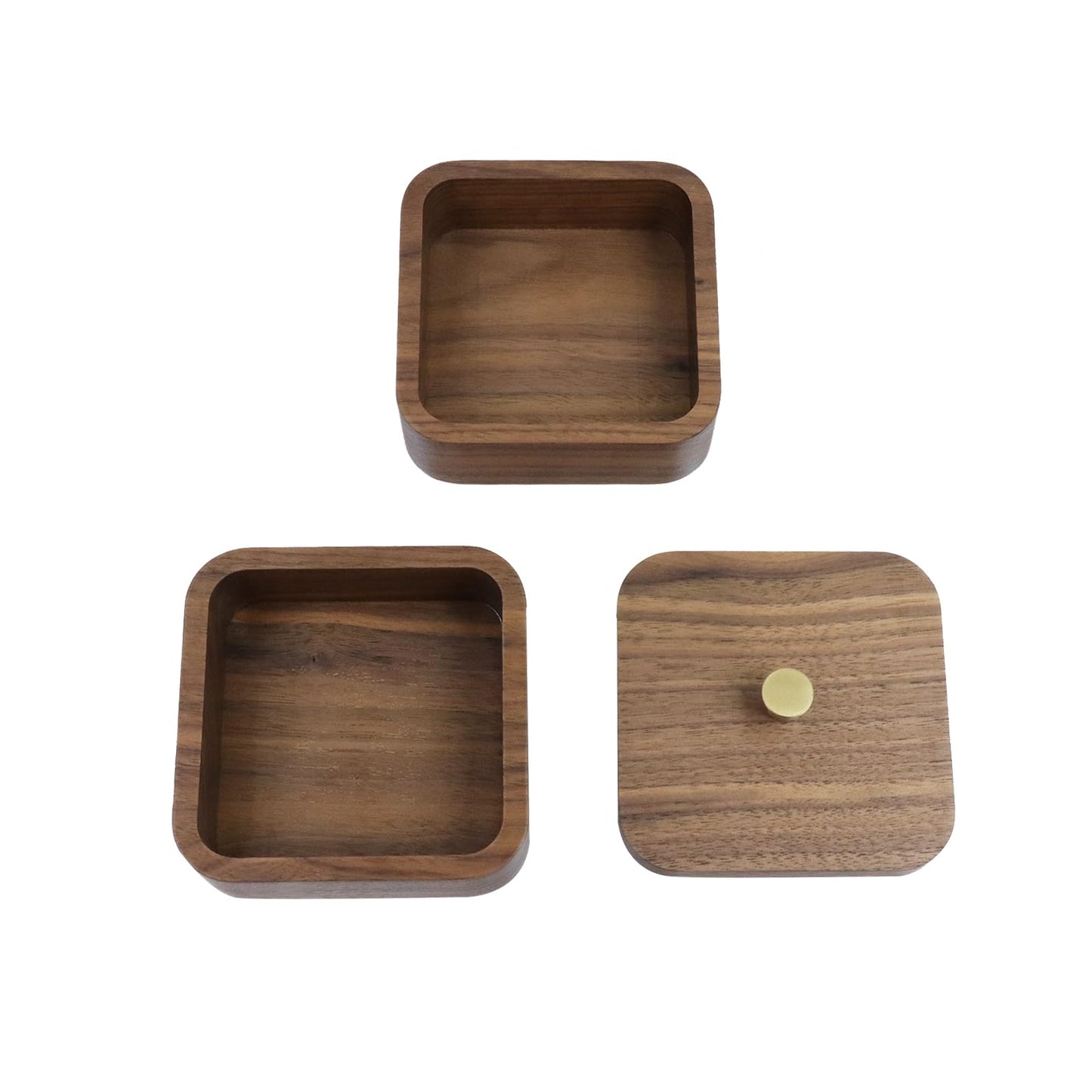 Pastlla 3.7x3.7x3.1 Inch Tray Box, Walnut Wooden Multi-Layer Storage Box, for Cleaning Tools, Toothpicks, Cotton Swabs, Jewelry Items, Rings, Earrings, Necklaces, Etc