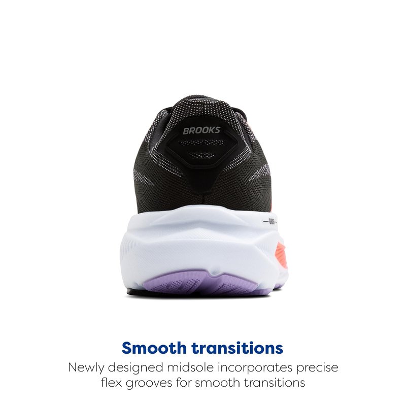 Brooks Women’s Ghost 17 Neutral Running Shoe - Black/Purple/Coral - 6 Medium