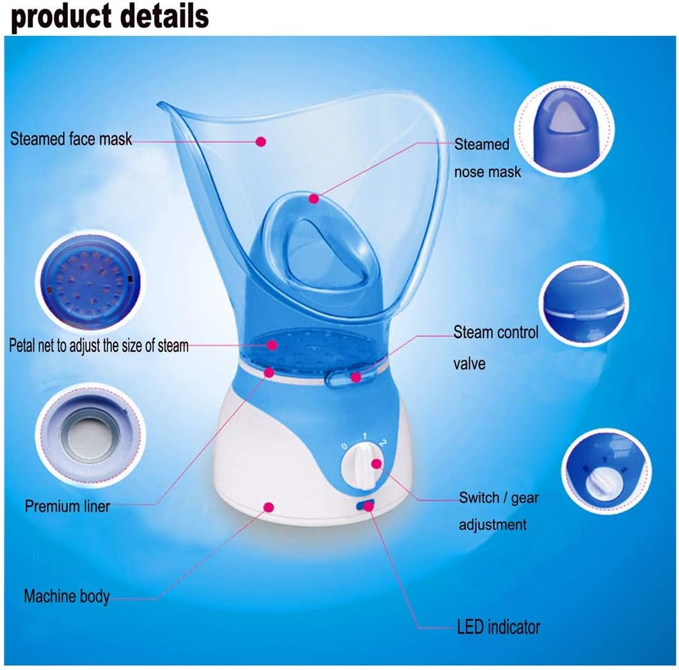 Facial Steamer Hot Mist Home Sauna Face Humidifier for Steaming Skincare (Blue)