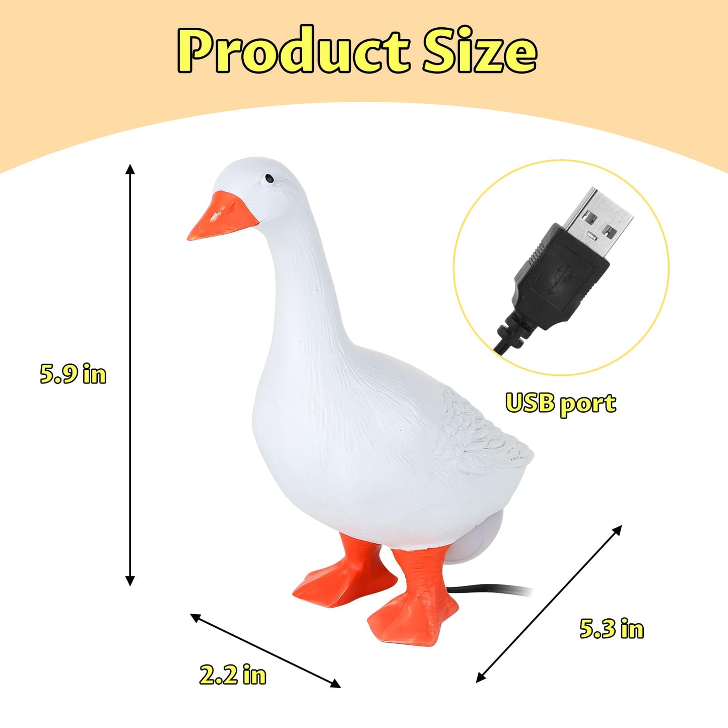 OVIDOLY 7 inches Desk Goose Egg Lamp Funny Goose Egg Resin Night Light Lifelike Table Lamp with USB Christmas Birthday Gifts (Desk Goose)