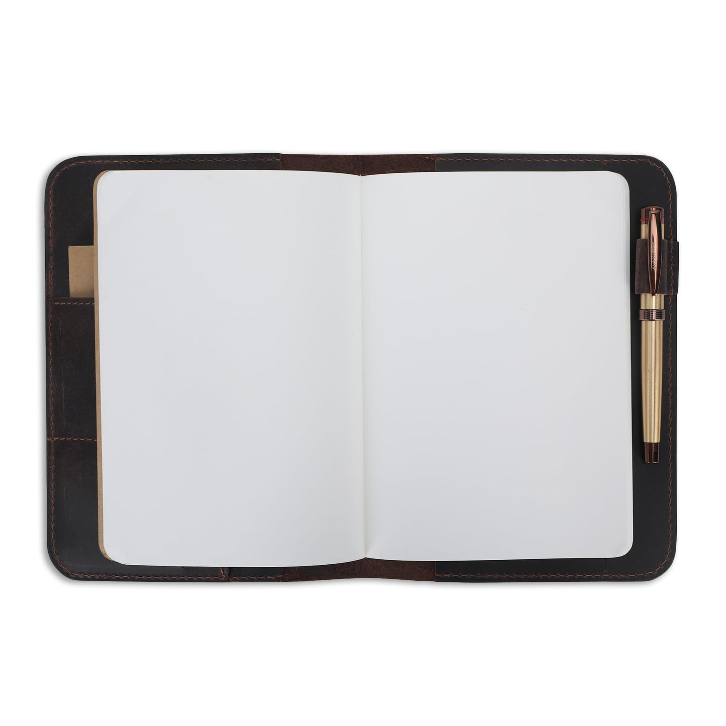 CestAntiQ, Leather Journal Cover | (5.75"x8.25") Notebook Medium A5 | Refillable Cahier | Leather Bound Journal cover for Travelers Writers | Gift for Anyone (Brown)