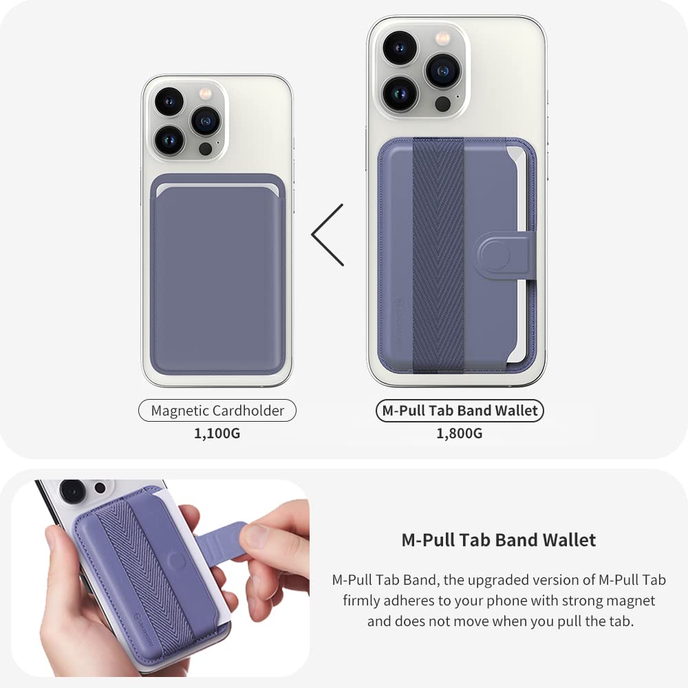 Sinjimoru Pull & Eject Magnetic Wallet for iPhone, Finger Grip for MagSafe Card Holder, Compatible with MagSafe Wallet, M-Pull Tab Band Black