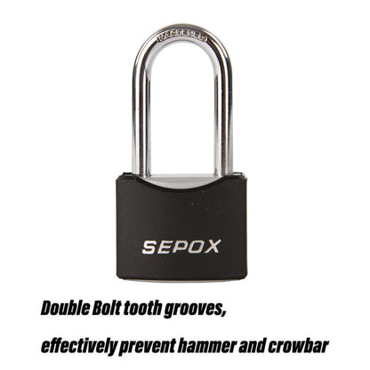SEPOX® Twins 1-9/16" All-Weather Outdoor Padlocks Keyed Alike, Long Shackle, Solid Steel Lock, Heavy-Duty with Black Cover, Design for Gate Fence Cabinet Toolbox School Gym Locker with 2pcs Same Key