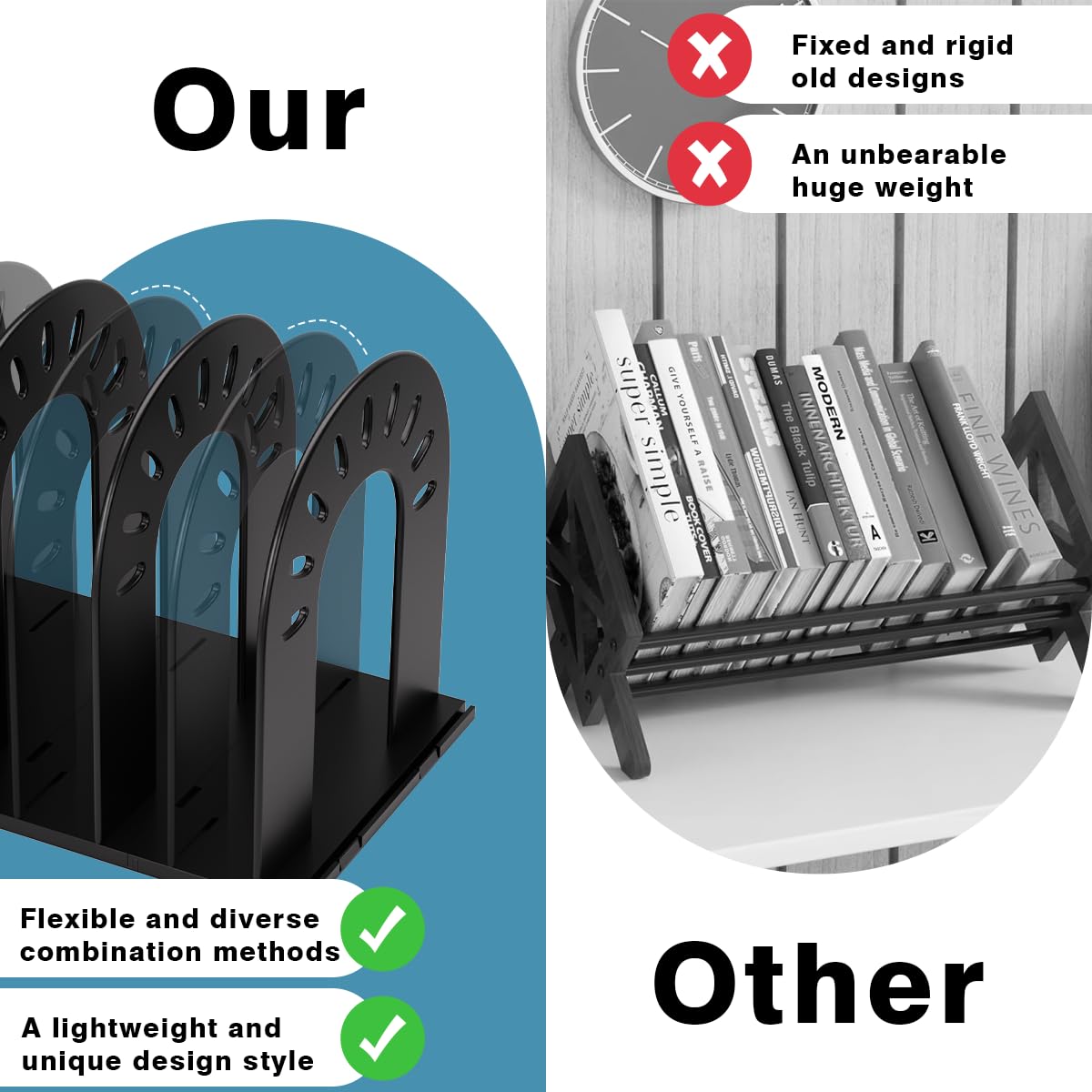 AIFEIRIC Binder Holders,File Organizer,Binder Organizer,Bookshelf Organizer for Desk, Adjustable Vertical Magazine File Holder for Office School & Classroom (black)