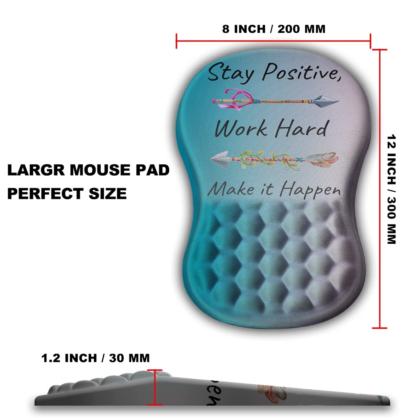 KUOSGM Mouse Pad Wrist Support, Ergonomic Mouse Pad with Massage Dot, Comfortable Computer Mouse Pad for Laptop, Wrist Rest Pain Relief Mousepad with Non-Slip PU Base for Office & Home, 12 x 8 in