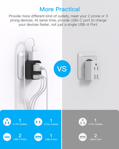 South Africa Travel Plug Adapter, HANYCONY Type M Power Adapter with 2 AC Outlets 3 USB Ports(2 USB C) for US to South Africa Botswana Namibia India Nepal Bhutan Sri Lanka