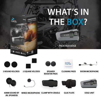 Cardo PACKTALK Edge Motorcycle Bluetooth Communication System Headset Intercom - Dual Pack