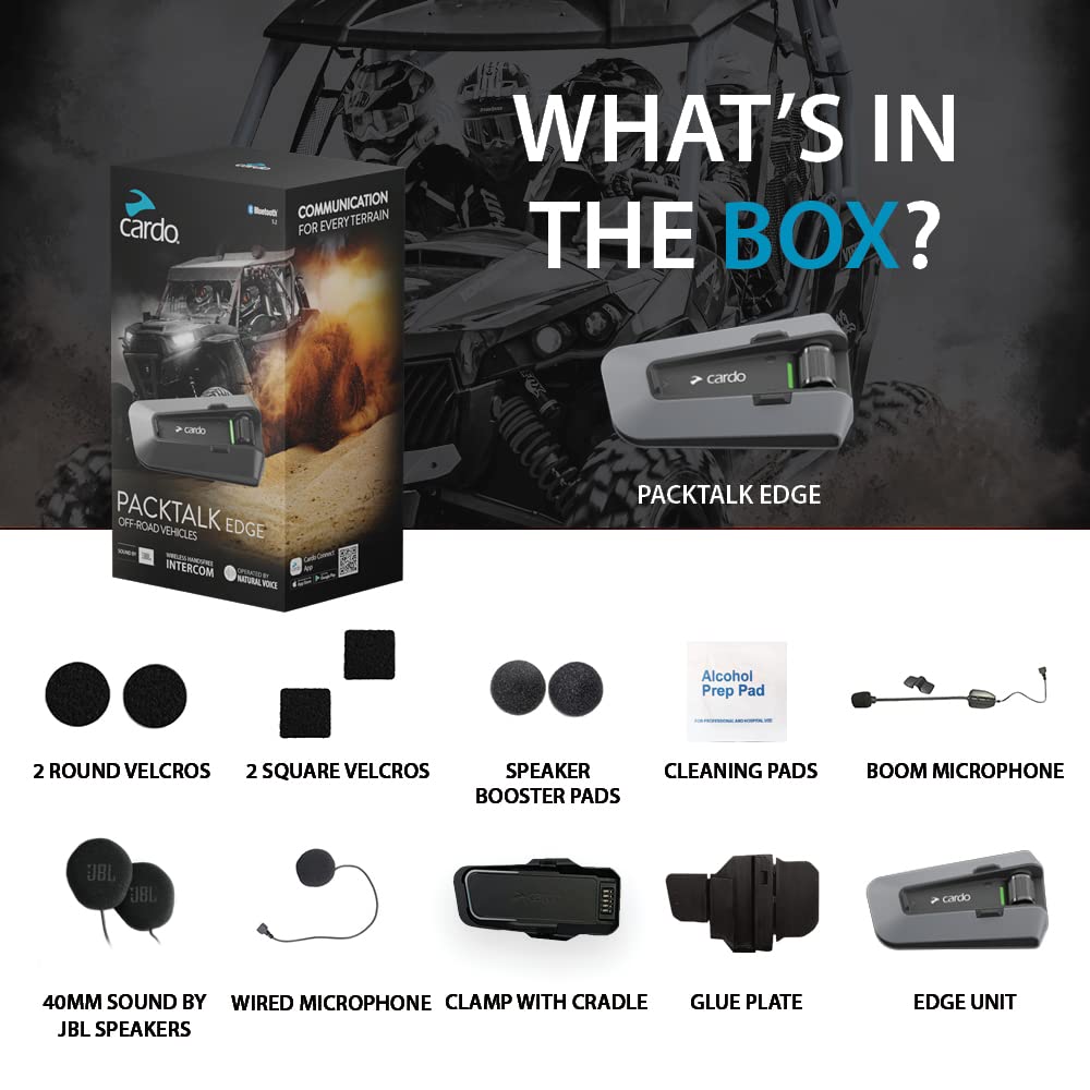 Cardo PACKTALK Edge Motorcycle Bluetooth Communication System Headset Intercom - Dual Pack
