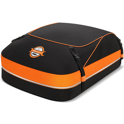 Sailnovo Car Rooftop Cargo Carrier Roof Bag, 15 Cubic Feet Waterproof Rooftop Cargo Carrier Bag, Fit Car with Without Luggage Rack - Cartop Carrier Bag with Tie-Down Strap, Safety Hook
