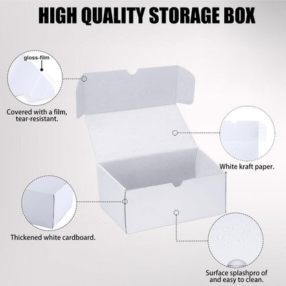 XRACV Toploader Trading Card Storage Box, 4-Pack 100 Count White Corrugated Cardboard Bulk Sports Top Loaders Storage Box for TCG/Magic/Mtg Basketball Cards, Collectible Trading Card Organizer