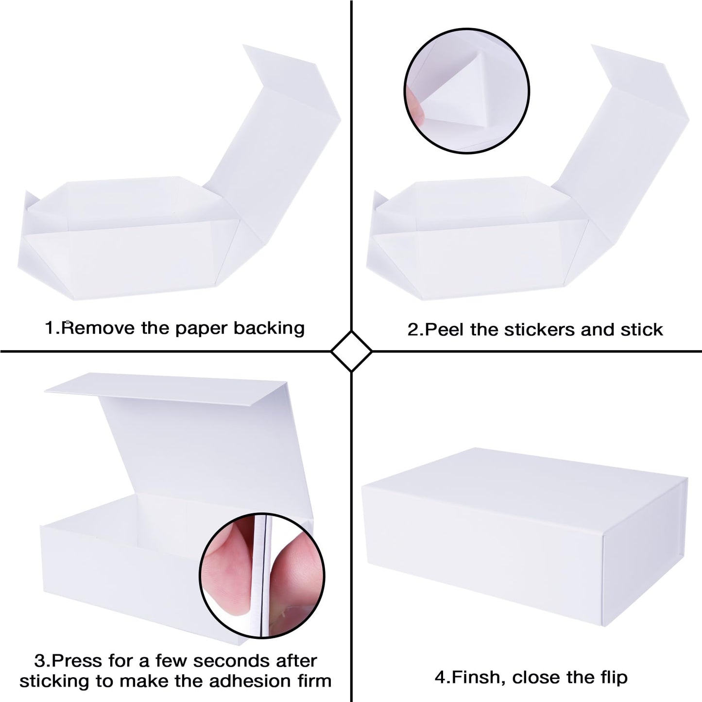 Aimyoo Small White Collapsible Gift Box with Magnetic Closure Lids 10.5x7x3 in, Bridesmaid Groomsman Proposal Boxes, Rectangle Storage Box 5 Pack