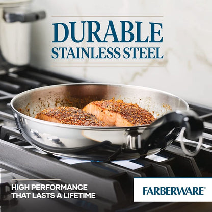 Farberware Classic Stainless Steel Cookware Pots and Pans Set, 15-Piece,50049,Silver