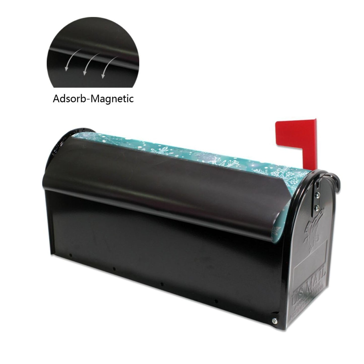 ALAZA Silver Winter Teal Turquoise Snowflakes Christmas Magnetic Mailbox Cover MailWraps Garden Yard Home Decor for Outside Oversized-25.5" x20.8"