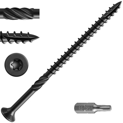 Wensilon #10 * 3-1/2" Black Deck Screws, (292pcs) 5 lbs.Exterior Wood Screws, Rust Resistant Epoxy Coated, Bronze, T20 Star Bit