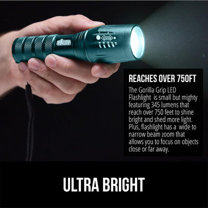 GORILLA GRIP Powerful LED Tactical Flashlight, 750 FT High Lumens 5 Adjustable Modes, Water Resistant, Ultra Bright Zoom Flashlights, Small Mini Flash Light, Camping, Night Dog Walking, 2 Pack Teal