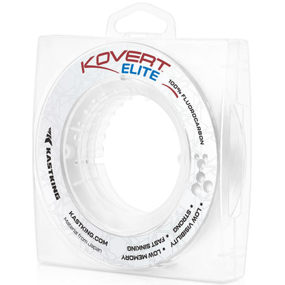 KastKing Kovert Elite 100% Fluorocarbon Fishing Line, Shock Resistant, High Clarity, Low Visibility, Highly Abrasion Resistant, Fast Sinking, Low Stretch, Low Light Refraction, Clear, 4LB, 25Yds