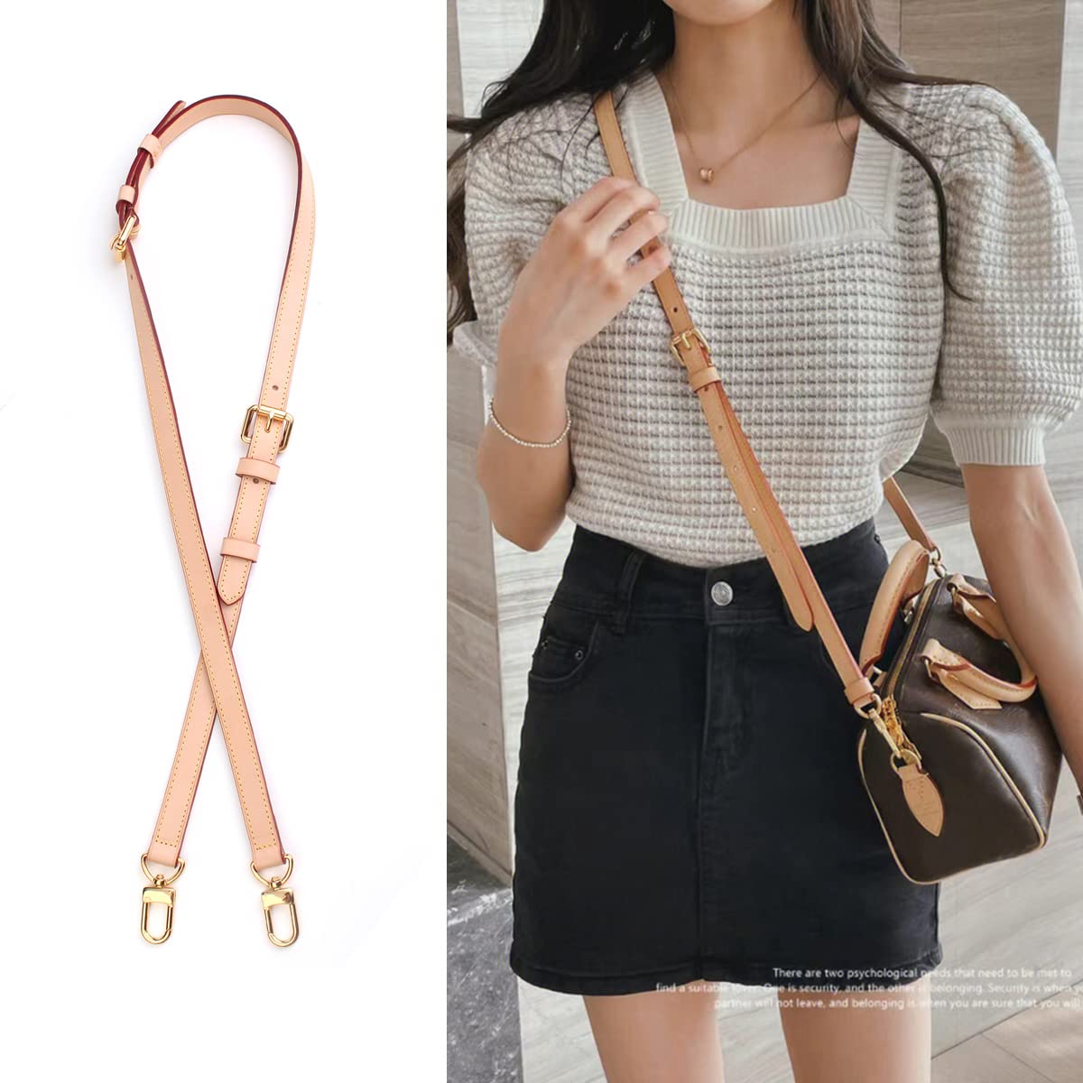 jiesinlov Vachetta Leather Replacement Crossbody Bags Strap Adjustable Shoulder Strap for Speedy 20 25 long strap(0.70Width Three Segments Adjustable 26.8-47.2Length)