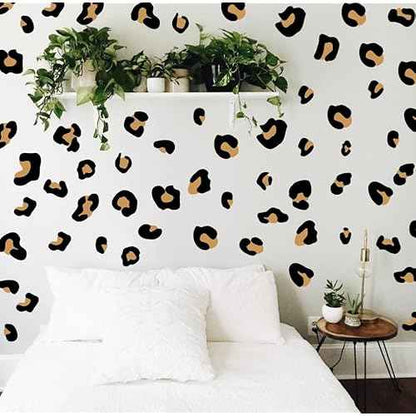 12 Sheets 348 Pcs Leopard Print Wall Decals - Cheetah Print Wallpaper for Bedroom, Living Room, Classroom Decoration