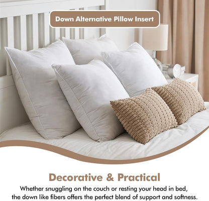MIULEE 24x24 Pillow Inserts,Down Alternative Pack of 2 Euro Decorative Throw Pillows for Sofa Couch Bed, Ultra Soft Fluffy Bed Sleeping Form